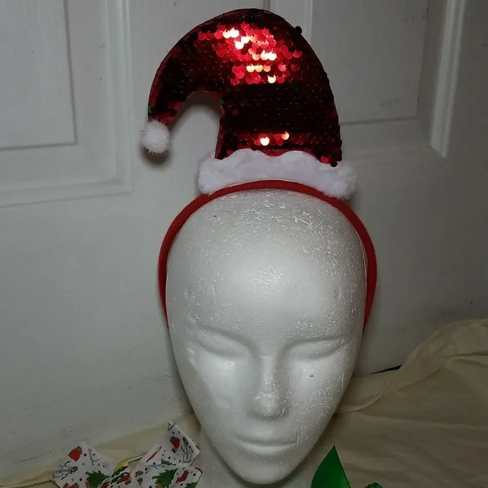 GIRLS WOMENS HOLIDAY FASCINATOR BOWS CLIPS SEQUINS BLING 4 ITEMS